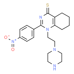 ChemSpider 2D Image | 2-(4-Nitrophenyl)-1-[2-(piperazin-1-yl)ethyl]-5,6,7,8-tetrahydroquinazoline-4(1H)-thione | C20H25N5O2S
