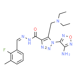 ChemSpider 2D Image | 1-(4-Amino-1,2,5-oxadiazol-3-yl)-5-[(diethylamino)methyl]-N'-[(Z)-(2-fluoro-3-methylphenyl)methylene]-1H-1,2,3-triazole-4-carbohydrazide | C18H22FN9O2
