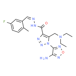 ChemSpider 2D Image | 1-(4-Amino-1,2,5-oxadiazol-3-yl)-5-[(diethylamino)methyl]-N'-[(Z)-(5-fluoro-2-methylphenyl)methylene]-1H-1,2,3-triazole-4-carbohydrazide | C18H22FN9O2