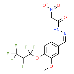 ChemSpider 2D Image | N'-{(Z)-[4-(1,1,2,3,3,3-Hexafluoropropoxy)-3-methoxyphenyl]methylene}-2-nitroacetohydrazide | C13H11F6N3O5