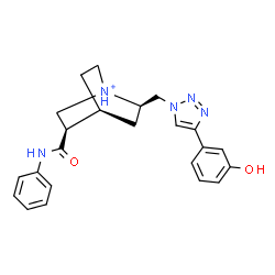 ChemSpider 2D Image | (2R,4S,5R)-2-{[4-(3-Hydroxyphenyl)-1H-1,2,3-triazol-1-yl]methyl}-5-(phenylcarbamoyl)-1-azoniabicyclo[2.2.2]octane | C23H26N5O2
