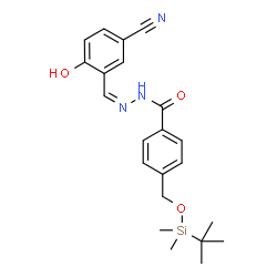 ChemSpider 2D Image | N'-[(Z)-(5-Cyano-2-hydroxyphenyl)methylene]-4-({[dimethyl(2-methyl-2-propanyl)silyl]oxy}methyl)benzohydrazide | C22H27N3O3Si