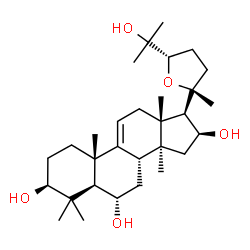 ChemSpider 2D Image | (3beta,6alpha,16beta,20R,24S)-20,24-Epoxylanost-9(11)-ene-3,6,16,25-tetrol | C30H50O5