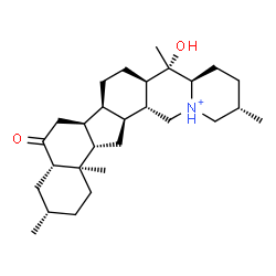 ChemSpider 2D Image | (3beta,5alpha,12beta,13alpha,14beta,17beta,22beta)-20-Hydroxy-3-methyl-6-oxocevan-28-ium | C28H46NO2