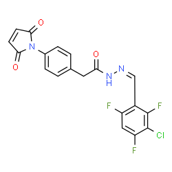 ChemSpider 2D Image | N'-[(Z)-(3-Chloro-2,4,6-trifluorophenyl)methylene]-2-[4-(2,5-dioxo-2,5-dihydro-1H-pyrrol-1-yl)phenyl]acetohydrazide | C19H11ClF3N3O3