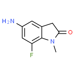 ChemSpider 2D Image | 5-Amino-7-fluoro-1-methyl-1,3-dihydro-2H-indol-2-one | C9H9FN2O