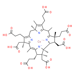 ChemSpider 2D Image | cobaltous;3-[(1R,2S,3S,4Z,7S,11S,17R,18R,19R)-8,13,17-tris(2-carboxyethyl)-2,7,18-tris(carboxymethyl)-1,2,5,7,11,12,15,17-octamethyl-10,15,18,19-tetrahydro-3H-corrin-21-id-3-yl]propanoic acid | C45H59CoN4O14