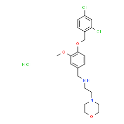 ChemSpider 2D Image | N-{4-[(2,4-Dichlorobenzyl)oxy]-3-methoxybenzyl}-2-(4-morpholinyl)ethanamine hydrochloride (1:1) | C21H27Cl3N2O3