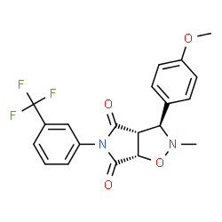 ChemSpider 2D Image | (3S,3aR,6aS)-3-(4-Methoxyphenyl)-2-methyl-5-[3-(trifluoromethyl)phenyl]dihydro-2H-pyrrolo[3,4-d][1,2]oxazole-4,6(3H,5H)-dione | C20H17F3N2O4