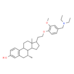ChemSpider 2D Image | (7alpha)-21-{4-[(Diethylamino)methyl]-2-methoxyphenoxy}-7-methyl-19-norpregna-1,3,5(10)-trien-3-ol | C33H47NO3