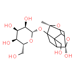 ChemSpider 2D Image | (6R,8S)-6-Hydroxy-2-(hydroxymethyl)-8-methyl-9,10-dioxatetracyclo[4.3.1.0~2,5~.0~3,8~]dec-3-yl beta-D-allopyranoside | C16H24O10