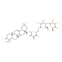 ChemSpider 2D Image | 6-Deoxy-beta-D-gulopyranosyl-(1->4)-beta-D-allopyranosyl-(1->6)-1-O-{[(2R,4aR,6aS,6bR,9S,10S,12aR,14bS)-9-formyl-2,10-dihydroxy-2,6a,6b,9,12a-pentamethyl-1,3,4,5,6,6a,6b,7,8,8a,9,10,11,12,12a,12b,13,1
4b-octadecahydro-4a(2H)-picenyl]carbonyl}-beta-D-allopyranose | C47H74O19