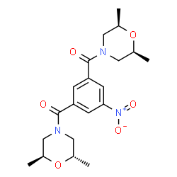 ChemSpider 2D Image | [(2R,6S)-2,6-Dimethyl-4-morpholinyl](3-{[(2S,6S)-2,6-dimethyl-4-morpholinyl]carbonyl}-5-nitrophenyl)methanone | C20H27N3O6