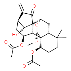 ChemSpider 2D Image | (7alpha,10alpha,11alpha,13alpha,14R,20R)-14-Hydroxy-20-methoxy-15-oxo-7,20-epoxykaur-16-ene-1,11-diyl diacetate | C25H34O8