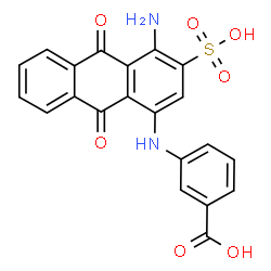 ChemSpider 2D Image | 3-[(4-Amino-9,10-dioxo-3-sulfo-9,10-dihydro-1-anthracenyl)amino]benzoic acid | C21H14N2O7S