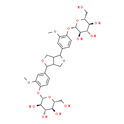 ChemSpider 2D Image | 4-{4-[4-(beta-D-Glucopyranosyloxy)-3-methoxyphenyl]tetrahydro-1H,3H-furo[3,4-c]furan-1-yl}-2-methoxyphenyl beta-D-glucopyranoside | C32H42O16