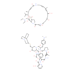 ChemSpider 2D Image | N-{(6S,9S,10R,13S,18R,22S,24aS)-18-{[(3S)-1-Azabicyclo[2.2.2]oct-3-ylsulfanyl]methyl}-22-[4-(dimethylamino)benzyl]-6-ethyl-10,23-dimethyl-5,8,12,15,17,21,24-heptaoxo-13-phenyldocosahydro-12H-pyrido[2,
1-f]pyrrolo[2,1-l][1,4,7,10,13,16]oxapentaazacyclononadecin-9-yl}-3-hydroxy-2-pyridinecarboxamide - (6R,10R,11R,12Z,17Z,19Z,21S)-6-{[2-(diethylamino)ethyl]sulfonyl}-21-hydroxy-10-isopropyl-11,19-dimet
hyl-9,26-dioxa-3,15,28-triazatricyclo[23.2.1 | C87H117N13O19S2