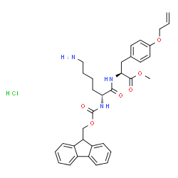 ChemSpider 2D Image | Methyl N~2~-[(9H-fluoren-9-ylmethoxy)carbonyl]-D-lysyl-O-allyl-L-tyrosinate hydrochloride (1:1) | C34H40ClN3O6