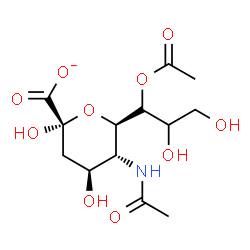 ChemSpider 2D Image | (6R)-5-Acetamido-6-[(1R)-1-acetoxy-2,3-dihydroxypropyl]-3,5-dideoxy-alpha-L-threo-hex-2-ulopyranosonate | C13H20NO10