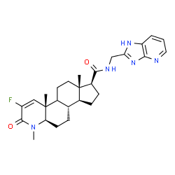 ChemSpider 2D Image | (4aS,6aS,7S,9aS,9bS,11aR)-3-Fluoro-N-(1H-imidazo[4,5-b]pyridin-2-ylmethyl)-1,4a,6a-trimethyl-2-oxo-2,4a,4b,5,6,6a,7,8,9,9a,9b,10,11,11a-tetradecahydro-1H-indeno[5,4-f]quinoline-7-carboxamide | C27H34FN5O2