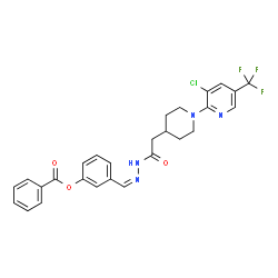 ChemSpider 2D Image | 3-{(Z)-[({1-[3-Chloro-5-(trifluoromethyl)-2-pyridinyl]-4-piperidinyl}acetyl)hydrazono]methyl}phenyl benzoate | C27H24ClF3N4O3