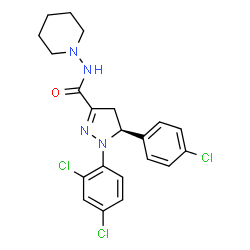 ChemSpider 2D Image | (5S)-5-(4-Chlorophenyl)-1-(2,4-dichlorophenyl)-N-(1-piperidinyl)-4,5-dihydro-1H-pyrazole-3-carboxamide | C21H21Cl3N4O