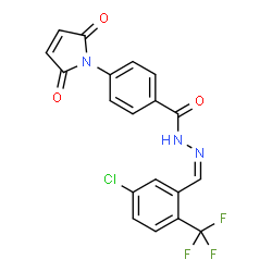 ChemSpider 2D Image | N'-{(Z)-[5-Chloro-2-(trifluoromethyl)phenyl]methylene}-4-(2,5-dioxo-2,5-dihydro-1H-pyrrol-1-yl)benzohydrazide | C19H11ClF3N3O3