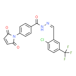ChemSpider 2D Image | N'-{(Z)-[2-Chloro-5-(trifluoromethyl)phenyl]methylene}-4-(2,5-dioxo-2,5-dihydro-1H-pyrrol-1-yl)benzohydrazide | C19H11ClF3N3O3