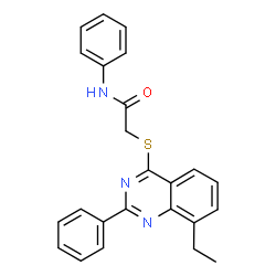 ChemSpider 2D Image | 2-[(8-Ethyl-2-phenyl-4-quinazolinyl)sulfanyl]-N-phenylacetamide | C24H21N3OS