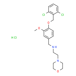ChemSpider 2D Image | N-{4-[(2,6-Dichlorobenzyl)oxy]-3-methoxybenzyl}-2-(4-morpholinyl)ethanamine hydrochloride (1:1) | C21H27Cl3N2O3