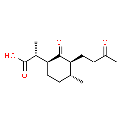 ChemSpider 2D Image | (?R,1S,3S,4R)-?,4-dimethyl-2-oxo-3-(3-oxobutyl)cyclohexaneacetic acid | C14H22O4