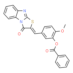 ChemSpider 2D Image | 2-Methoxy-5-[(Z)-(3-oxo[1,3]thiazolo[3,2-a]benzimidazol-2(3H)-ylidene)methyl]phenyl benzoate | C24H16N2O4S