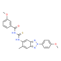 ChemSpider 2D Image | 3-Methoxy-N-{[2-(4-methoxyphenyl)-6-methyl-2H-benzotriazol-5-yl]carbamothioyl}benzamide | C23H21N5O3S