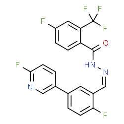 ChemSpider 2D Image | 4-Fluoro-N'-{(Z)-[2-fluoro-5-(6-fluoro-3-pyridinyl)phenyl]methylene}-2-(trifluoromethyl)benzohydrazide | C20H11F6N3O