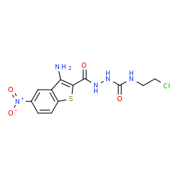 ChemSpider 2D Image | 2-[(3-Amino-5-nitro-1-benzothiophen-2-yl)carbonyl]-N-(2-chloroethyl)hydrazinecarboxamide | C12H12ClN5O4S