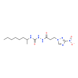 ChemSpider 2D Image | 2-[3-(3-Nitro-1H-1,2,4-triazol-1-yl)propanoyl]-N-(2-octanyl)hydrazinecarboxamide | C14H25N7O4