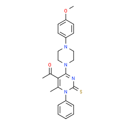 ChemSpider 2D Image | 1-{4-[4-(4-Methoxyphenyl)-1-piperazinyl]-6-methyl-1-phenyl-2-thioxo-1,2-dihydro-5-pyrimidinyl}ethanone | C24H26N4O2S