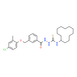 ChemSpider 2D Image | 2-{3-[(4-Chloro-2-methylphenoxy)methyl]benzoyl}-N-cyclododecylhydrazinecarbothioamide | C28H38ClN3O2S
