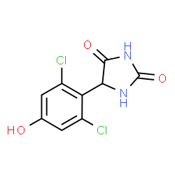 ChemSpider 2D Image | 5-(2,6-Dichloro-4-hydroxyphenyl)-2,4-imidazolidinedione | C9H6Cl2N2O3