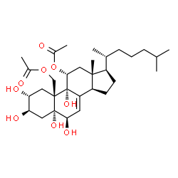 ChemSpider 2D Image | (2alpha,3beta,5alpha,6beta,11alpha)-2,3,5,6,9-Pentahydroxycholest-7-ene-11,19-diyl diacetate | C31H50O9