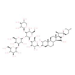 ChemSpider 2D Image | (2alpha,3beta,5alpha,15beta,20R,25R)-2,15-Dihydroxyspirostan-3-yl beta-D-glucopyranosyl-(1->3)-beta-D-galactopyranosyl-(1->2)-[beta-D-xylopyranosyl-(1->3)]-beta-D-glucopyranosyl-(1->4)-beta-D-galactop
yranoside | C56H92O29