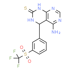 ChemSpider 2D Image | 5-Amino-4-{3-[(trifluoromethyl)sulfonyl]phenyl}-3,4-dihydropyrimido[4,5-d]pyrimidine-2(1H)-thione | C13H10F3N5O2S2
