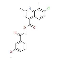 ChemSpider 2D Image | 2-(3-Methoxyphenyl)-2-oxoethyl 7-chloro-2,8-dimethyl-4-quinolinecarboxylate | C21H18ClNO4