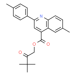 ChemSpider 2D Image | 3,3-Dimethyl-2-oxobutyl 6-methyl-2-(4-methylphenyl)-4-quinolinecarboxylate | C24H25NO3