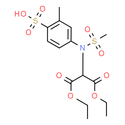 ChemSpider 2D Image | 4-[(1,3-Diethoxy-1,3-dioxo-2-propanyl)(methylsulfonyl)amino]-2-methylbenzenesulfonic acid | C15H21NO9S2