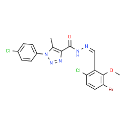 ChemSpider 2D Image | N'-[(Z)-(3-Bromo-6-chloro-2-methoxyphenyl)methylene]-1-(4-chlorophenyl)-5-methyl-1H-1,2,3-triazole-4-carbohydrazide | C18H14BrCl2N5O2