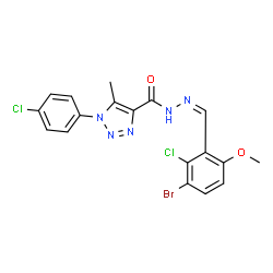 ChemSpider 2D Image | N'-[(Z)-(3-Bromo-2-chloro-6-methoxyphenyl)methylene]-1-(4-chlorophenyl)-5-methyl-1H-1,2,3-triazole-4-carbohydrazide | C18H14BrCl2N5O2