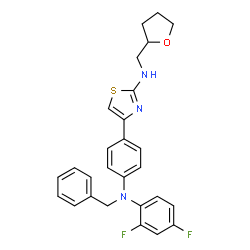ChemSpider 2D Image | 4-{4-[Benzyl(2,4-difluorophenyl)amino]phenyl}-N-(tetrahydro-2-furanylmethyl)-1,3-thiazol-2-amine | C27H25F2N3OS