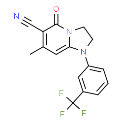 ChemSpider 2D Image | 7-Methyl-5-oxo-1-[3-(trifluoromethyl)phenyl]-1,2,3,5-tetrahydroimidazo[1,2-a]pyridine-6-carbonitrile | C16H12F3N3O