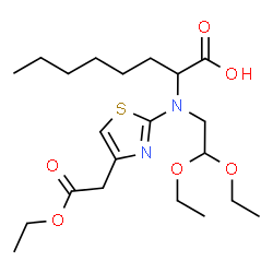 ChemSpider 2D Image | 2-{(2,2-Diethoxyethyl)[4-(2-ethoxy-2-oxoethyl)-1,3-thiazol-2-yl]amino}octanoic acid | C21H36N2O6S